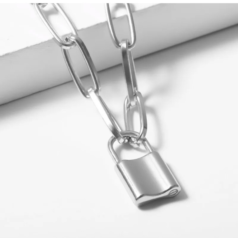 Lock Pendant Necklace - Padlock Charm - Picture 6 of 11